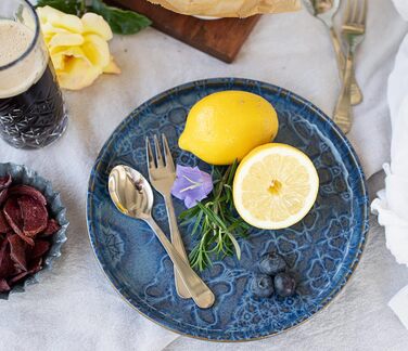 Набір посуду MÄSER Serie Tiles Modernes Vintage для 2 осіб (8 предметів) – кераміка, блакитний, скандинавський стиль