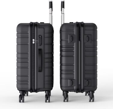 Набір валіз 3 шт., чорний: міцний, легкий, з TSA замком та обертовими колесами 360°