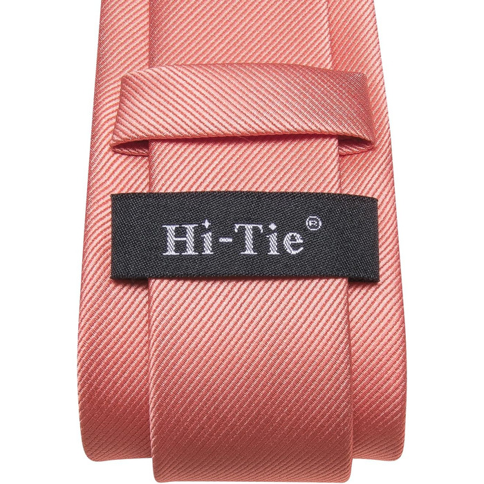 Комплект краваток для чоловіків Hi-Tie: краватка, нагрудна хустинка, кравецькі шпильки, запонки, формальний шовк, для весілля та свят (кораловий)