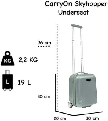 CarryOn Skyhopper: валіза ручної поклажі з жорстким корпусом 55x35x20 см, TSA, подвійні колеса (зелений, міні)