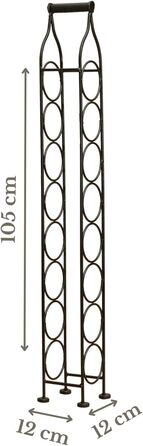 Biscottini Wrought Iron Bottle Rack 12xR12x105cm - Wine Rack with Antiqued Black Finish - Bottle Holder with 8 Bottle Spaces