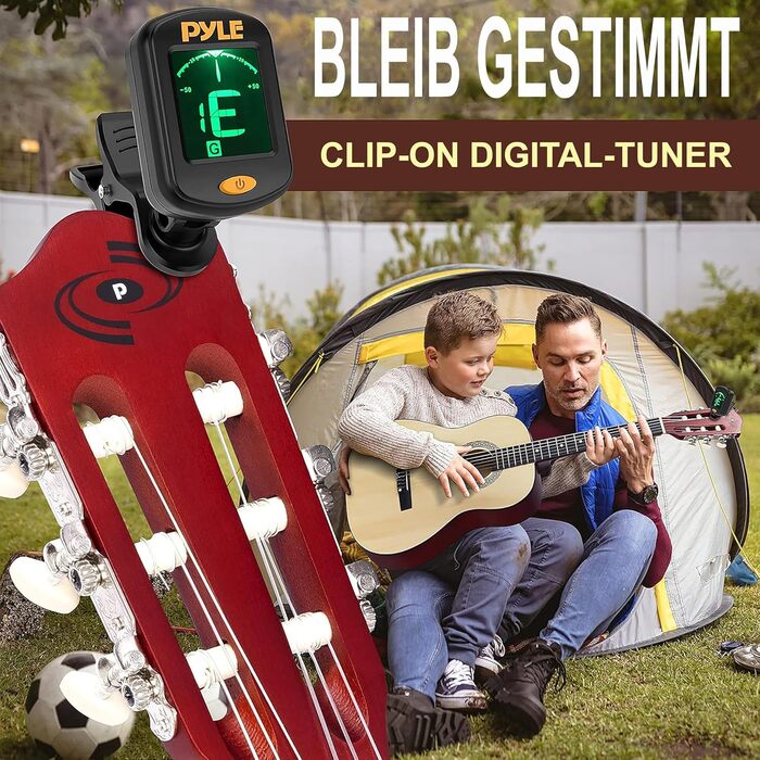 Акустична гітара Pyle для дітей та початківців, ½ розміру, комплект з чохлом, тюнером та медіатором, чорна