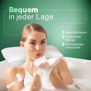 Bathtub Pillow • Ergonomic & Muscle-Relaxing Premium Bathtub Pillow • New 5D Special Foam • German Design • Climate Neutral & Sustainably Produced • Bathtub Pillow Neck Pillow Bathtub (White-4d)
