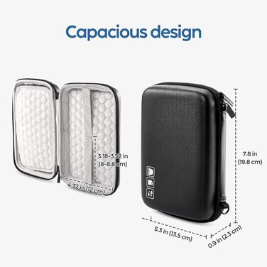 Захисний кейс ProCase для зовнішніх жорстких дисків Canvio Basics, WD Elements, My Passport, Seagate Backup Plus Slim (1/2/3/4TB) - чорний