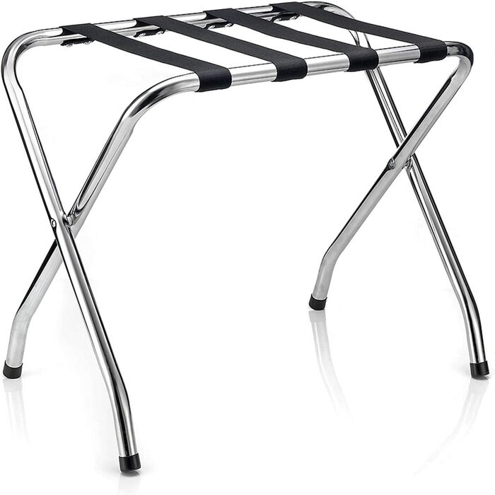 CARO-Furniture Suitcase Stand Luggage Rack Suitcase Stand, Chrome-plated Metal, Folding