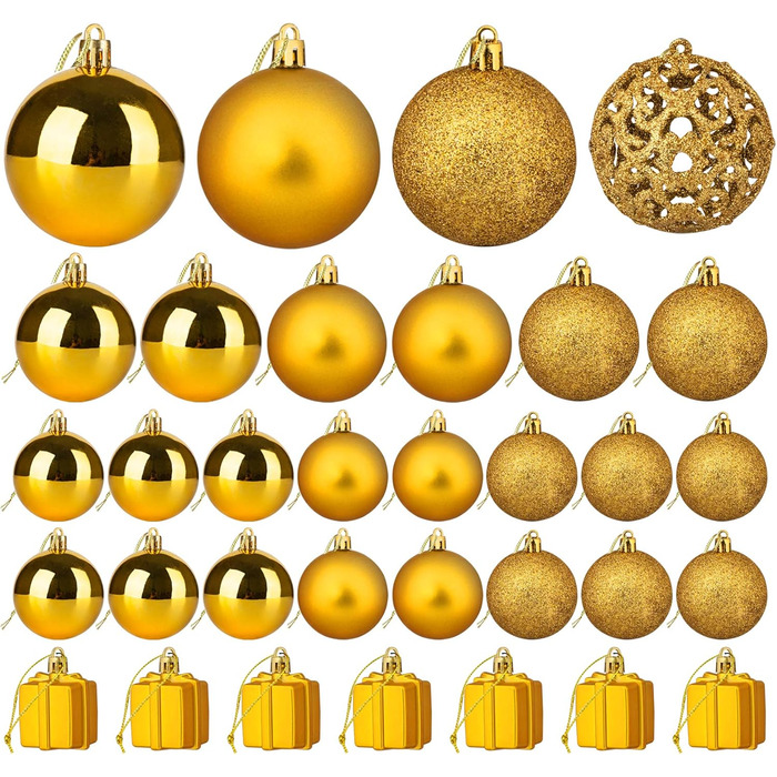 Набір прикрас для ялинки: ялинкові кулі Рожево-золоті, 100 шт., різні розміри (3см, 4см, 6см), пластикові