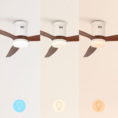 Вентилятор стельовий WINDCALM M з ABS корпусом, деревоподібні крила, Wi-Fi, пульт, 40W, Ø132cm, 6 швидкостей, таймер, DC-двигун, літньо-зимовий режим, з підсвічуванням