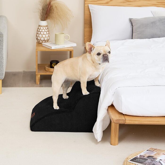 Сходинки для собак EHEYCIGA - 40 см, сірі. Зручні сходи для маленьких собак до ліжка/софи. 3 сходи, неслизьке покриття, миючий чохол. Розміри: 40 x 50 x 30 см