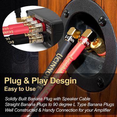 Акустичний кабель UCINNOVATE HiFi OFC (2 шт), 14AWG 3м, позолочені роз'єми Банан-Лопатка (Y-Stecker) для підсилювача та колонок
