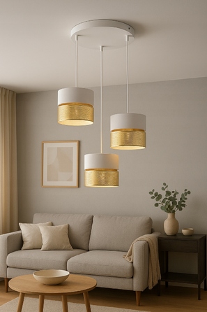 Настільна нічна лампа з ажурним золотистим абажуром, патрон E27, LED