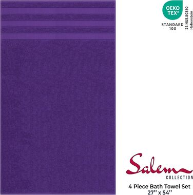 Набір розкішних рушників American Soft Linen з преміум турецької бавовни, готельна якість, 6 предметів, насичений фіолетовий колір