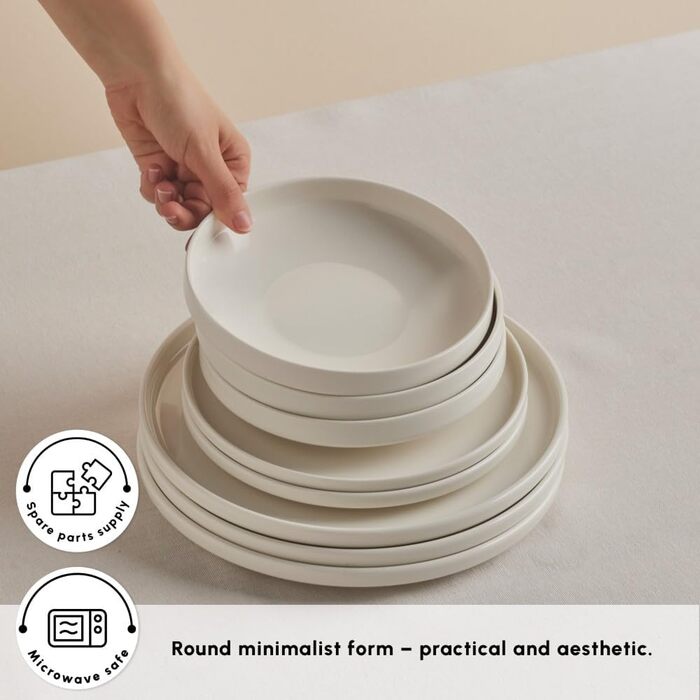 Karaca Solem: Елегантний набір посуду з 18 предметів (6 персон) з чорного стеінготу, Karaca