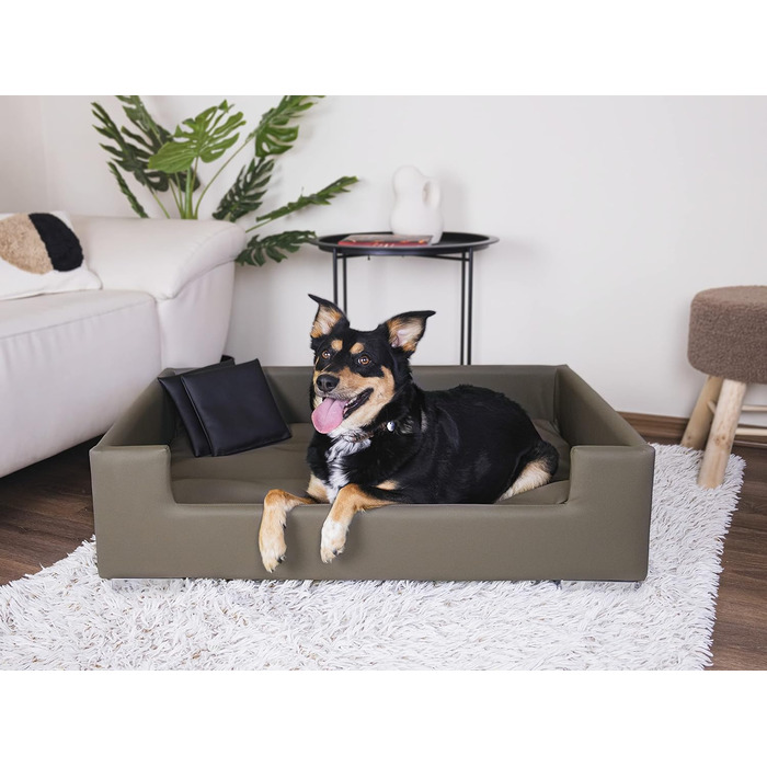 Софа для собак Candy | М'яке ліжко-диванчик для собак з бортиками | Ідеальне собаче ліжко для подорожей | Корзина-ліжко для маленьких собак (Taupe)