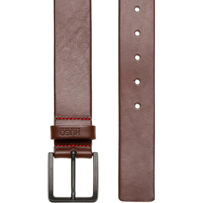 Чоловічий шкіряний ремінь HUGO Gionio SZ40 з логотипом на петлі, колір 80 (темно-коричневий 202)