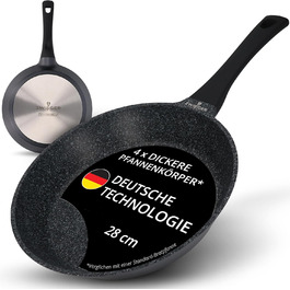 Сковорода Zwieger 28 см з антипригарним покриттям – сковорода з алюмінієвого лиття, з нержавіючою сталлю по всій поверхні, підходить для всіх типів плит (включно з індукцією), без PFOA та PFOS