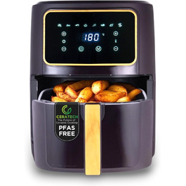 Фритюрниця без оливи Bergner CHARCOAL з керамічним покриттям, 1800W, 6.9L, 8 програм, 80-200°C, таймер до 30 хв, без PFAS