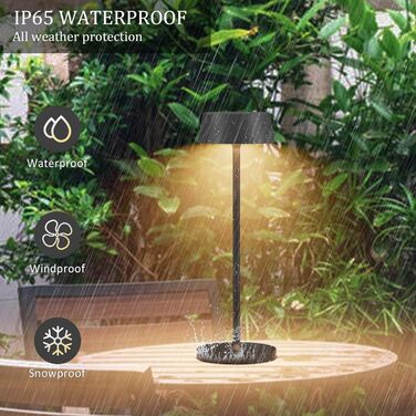 Акумуляторна LED настільна лампа Klighten з димером, сенсорна, металева (алюміній), IP54, тепле світло 3000K, антрацит