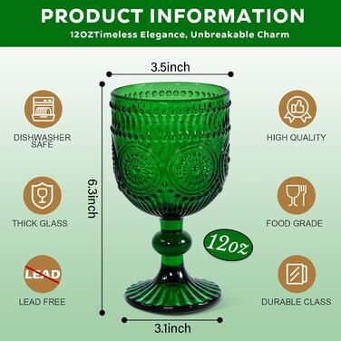 Набір вінтажних келихів для вина, 350 мл, 6 штук, кришталеве скло з рельєфним візерунком, придатне для миття в посудомийній машині, рожевий