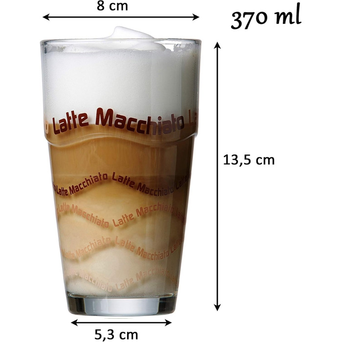 Ritzenhoff & Breker Latte Macchiato Glasses Set, 4 pieces & Cornello Coffee Cup Set, 2-piece, Cream, 300 ml, 2 pieces (1 pack)