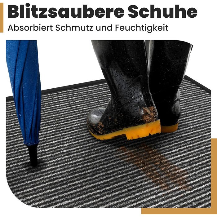 Килимок для дому 40x60 см (смугастий) - міцний, поглинаючий бруд, внутрішній килимок