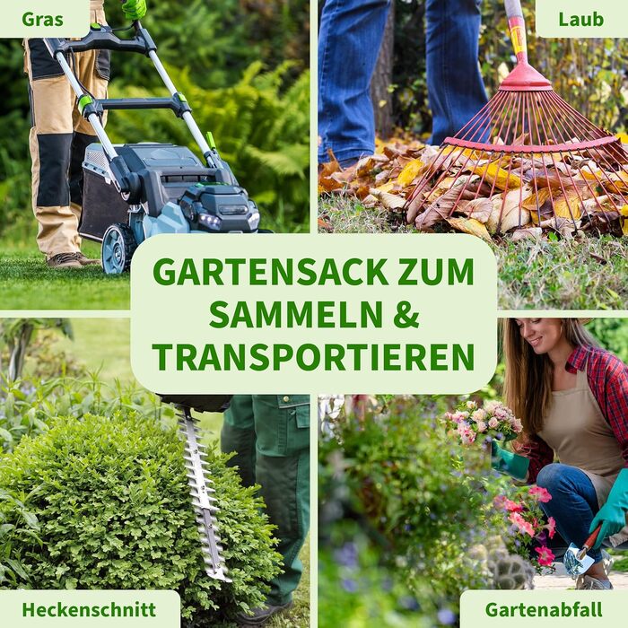 TTL Garden Комплект з 3 садових мішків 160 л з кришкою, 220 г/м², 600D Оксфорд, складаний, для листя та садових відходів, міцний