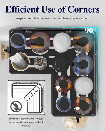 Поличка для душу Kitsure без свердління – 2 шт. Стабільне душове решітка без свердління з швидким стоком, нержавіючою статтю та міцним клейким кріпленням для ванної кімнати, 22,0 x 22,0 x 5,0 см, Чорний