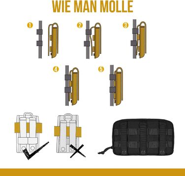 Futterbeutel OneTigris для собак (2 шт.) MOLLE система, 23,5x13x5 см, чорний
