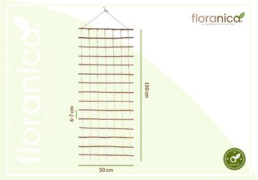 Floranica Climbing Plant Support Rank Grid - Length 150cm, Width 50cm. Made of natural willow, with ecological twine and a jute bag. Ideal support for roses, climbing plants, vegetables, and vines.