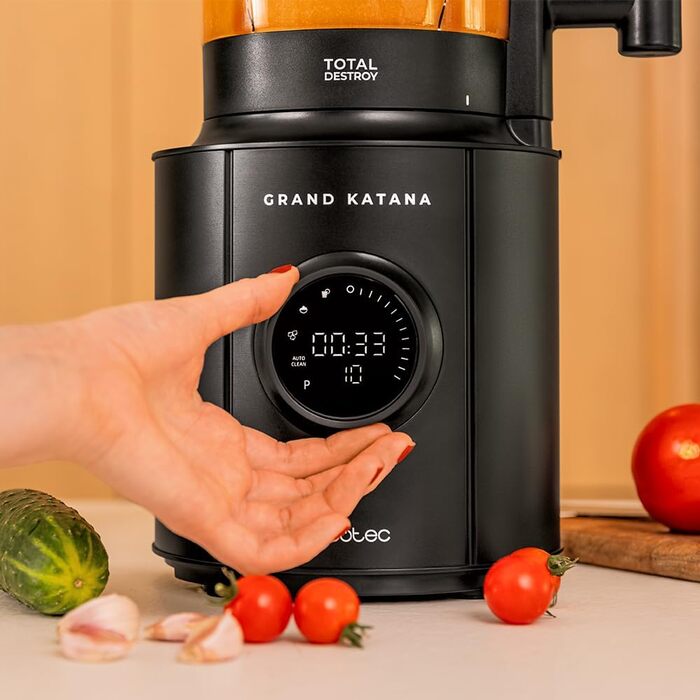 Cecotec Stand Mixer Grand Katana 2700MAX Total Destroy Screen B. Maximum Power 2700W, Digital Display, 8-Blade Knife with Black Titanium Coating, 1.8L Glass Jug Black / Display