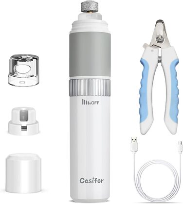 Шліфувальник для собак, шліфувальна машинка для кігтів 40 dB, тиха, для собак та котів, птахів (без світлодіодного підсвічування), білий