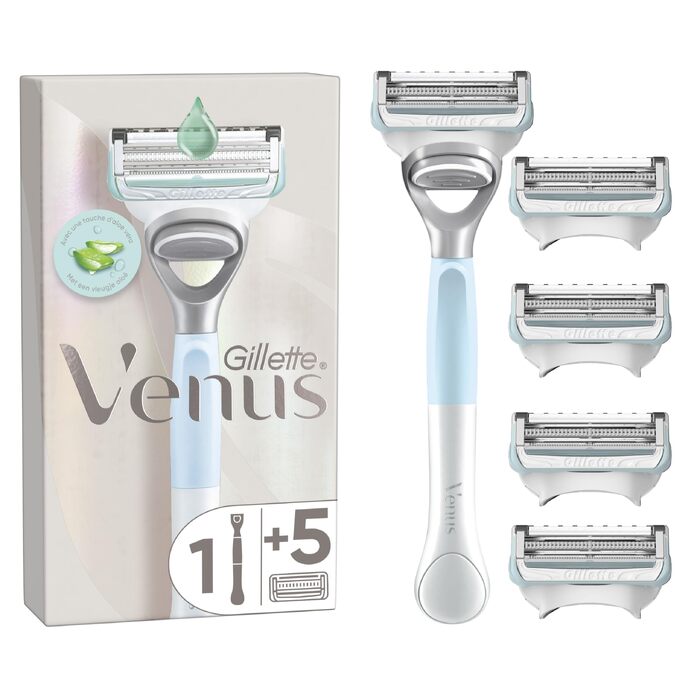 Жіноча бритва для бікіні Gillette Venus для чутливої шкіри з набором із 5 змінних касет, вологий гоління, захист від подразнень