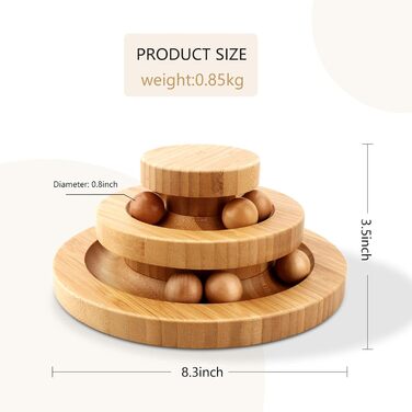 Cat Toys Self-Entertainment, Interactive Bamboo Cat Toy THREE Tiers Rotating Smart Track Ball Swing Roller with Bells (type 3)