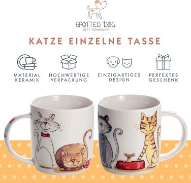 SPOTTED DOG GIFT COMPANY - Mug with Cat Motifs - White - Large