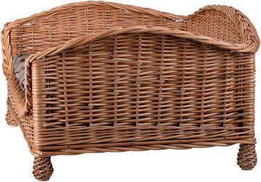 Корзина для собак і котів з плетіння лози з м'яким лежаком, лежак для тварин, собаче ліжко, котяче ліжко (54x32 H25, Бежевий)