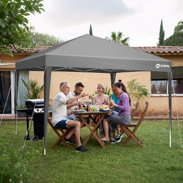 Sekey One-Touch Pop-Up Pavilion 3x3 Waterproof Stable Winter-Proof, Folding Pavilion 3x3m with Thickened Tubes, Party Tent Pavilion Foldable for Camping Festival Party, Grey