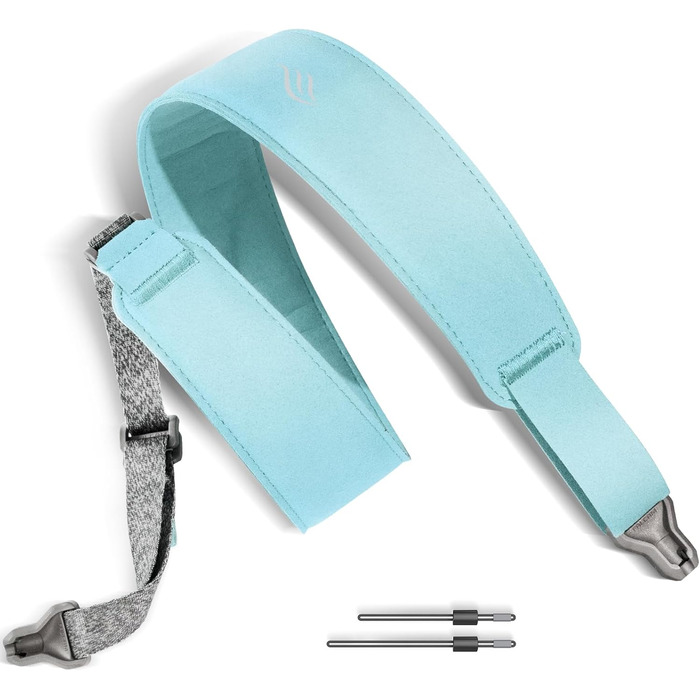 Магнітний ремінь для гітари, басу та укулеле ENYA – Швидке закриття, регулюється однією рукою, з імітацією шкіри (Блакитний)