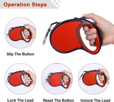 Висувна собача шлейка, 5 м, для собак маленьких та середніх порід до 25 кг, антизаплутування, міцний нейлоновий трос (рожево-білі крапки) (червоний)