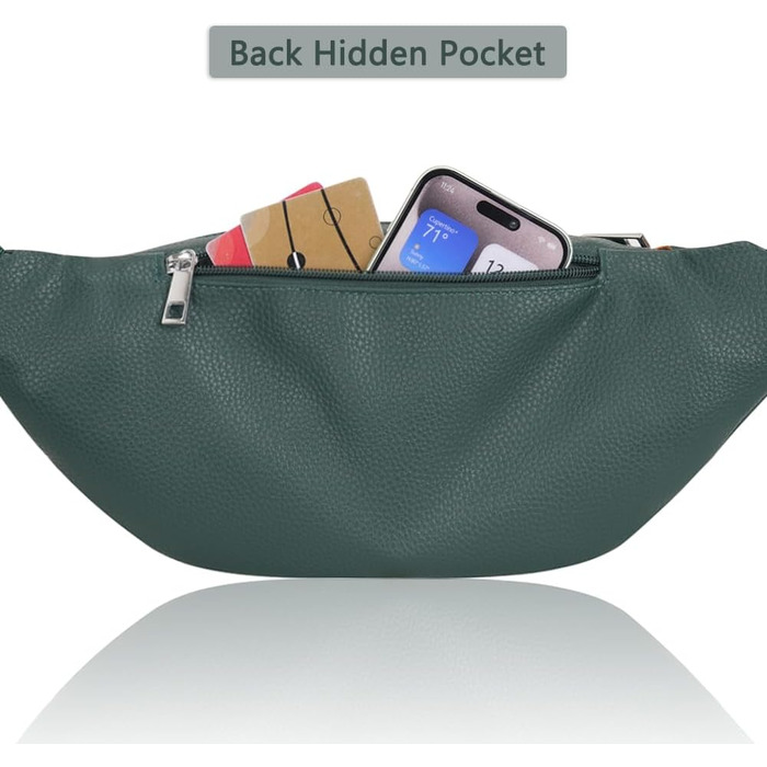 Поясна сумка на пояс для чоловіків та жінок з PU шкіри, спортивна сумка через плече, сумка на стегно для подорожей, хайкінгу, дресирування собак та активного відпочинку (Зелена)