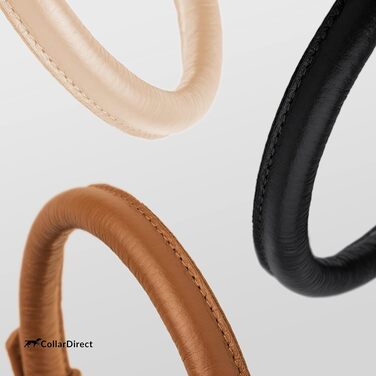 Нашийник для собак CollarDirect з м'якої шкіри, круглий, рулонований, ручної роботи, справжня шкіра, для цуценят, маленьких та великих собак, котів, чорний, рожевий, червоний, фіолетовий, синій, 35-40 см