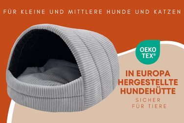 Будка для собак ODOLPLUSZ Hundehütte, сіра, Cord, розмір M - комфортна, зручна, для собак та котів