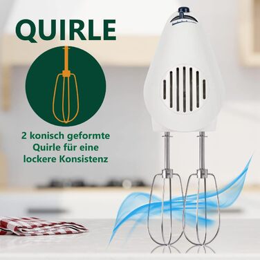 Міксер Clatronic HM 3775 потужністю 400 Вт: 5 швидкостей, турборежим, нержавіючі насадки, білий/сірий