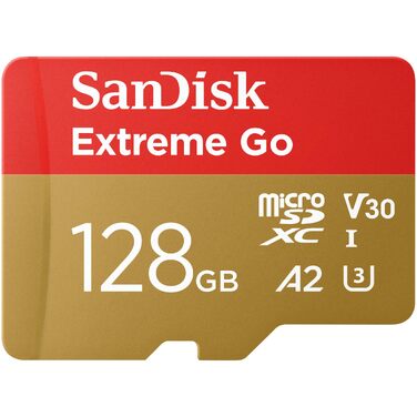Карта пам'яті microSDXC SanDisk Extreme Go 128 GB UHS-I U3 V30 (до 200 МБ/с) для смартфонів, планшетів, екшн-камер та дронів, 4K UHD