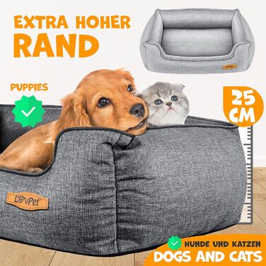 Крісло-лежанка для собак Lovpet® XL, 110 x 75 x 27 см, сіре. З мискою та іграшками. Лежанка для собак великих, середніх та маленьких порід. Знімна та пральна наволочка.