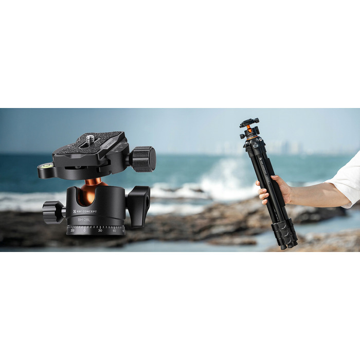 Штатив K&F Concept A234A1 з головкою BH-28L, 160 см, чорний