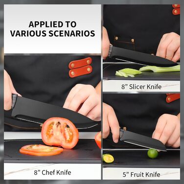 Набір кухонних ножів Messerblock з 16 предметів, з дощечкою, захистом пальців, точилкою та кухонними ножицями, професійний набір для дому (зелений, чорний)