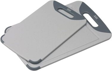 Silit Cutting Board Plastic Set, 2-Piece, Kitchen Board with Juice Groove, Hanging/Carrying Handle, 2 Sizes, Blade-Friendly