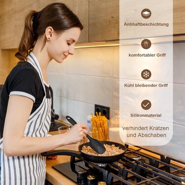 Набір кухонних аксесуарів Terlulu: 15 предметів з силікону, стійкий до нагріву, антипригарний, для посуду, з підставкою, чорний