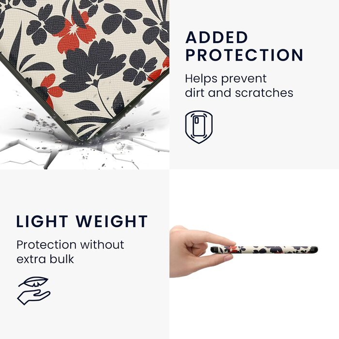 Чохол-книжка kwmobile для Amazon Kindle Paperwhite 11 (2021) - квітковий дизайн, магнітний замок, синьо-червоно-білий, захисний для електронного читача Kindle Paperwhite 11. Generation 2021