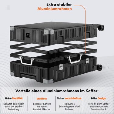 Чорний валіза it-Go з алюмінієвим каркасом, великий, на 4 колесах, ручна поклажа, для подорожей