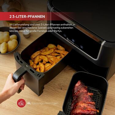 Фритюрниця SwissHome SH-6931 DOPPEL Luft 6л, 2100W, 6 програм, срібляста